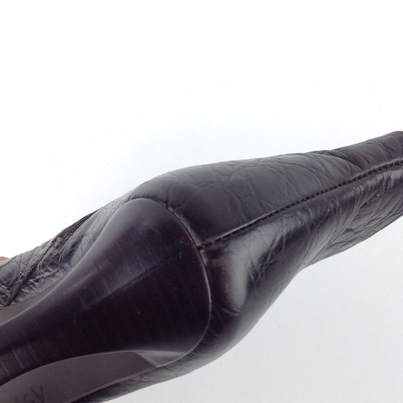 A. Giannetti Brown Croc Embossed  Italian Ankle Booties - Picture 12 of 16